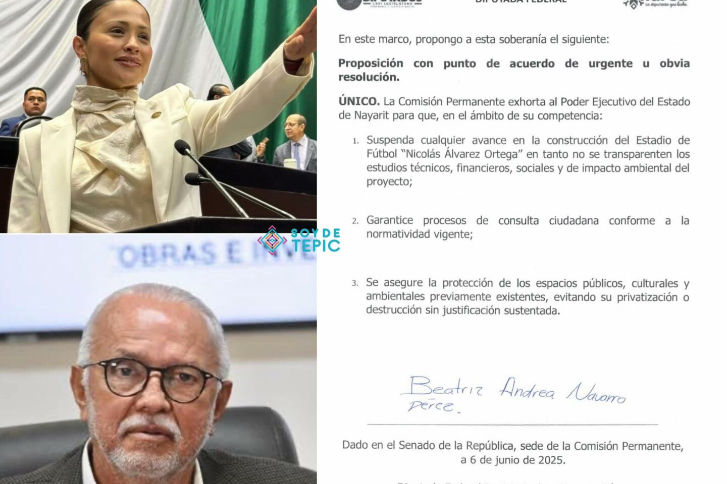 Diputada federal exhortará al gobernador de Nayarit a suspender construcción de nuevo estadio de fútbol