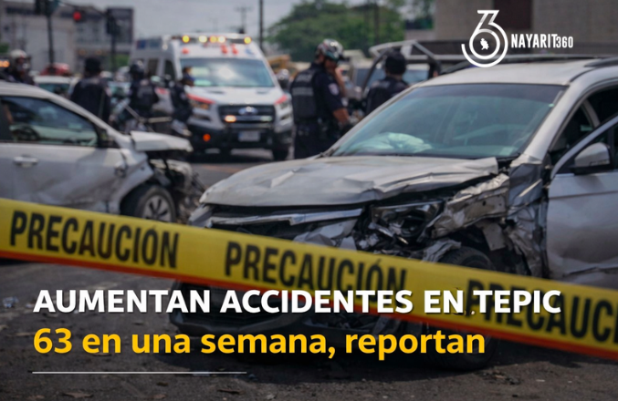 Aumentan accidentes en Tepic: registran 63 en una semana, reporta Seguridad Pública